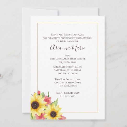 Zonnebloempitten Waterverf Afstuderen Kaart (Achterkant)