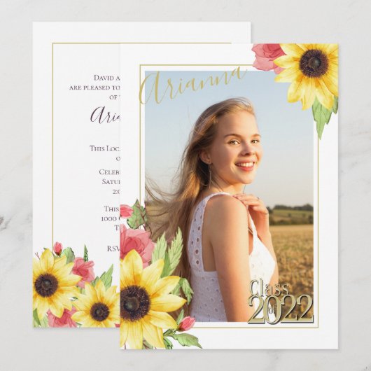 Zonnebloempitten Waterverf Afstuderen Kaart (Voorkant / Achterkant)