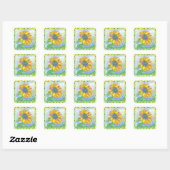 Zonnebloempitten Waterverf Bloemen Illustratie Vierkante Sticker (Vel)