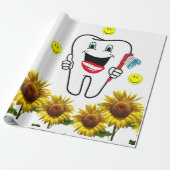 Zonnebloempittenpapier Cadeaupapier (Uitgerold)