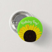 Zonnebloempje 1e verjaardag Button Pin (Voorkant /achterkant)