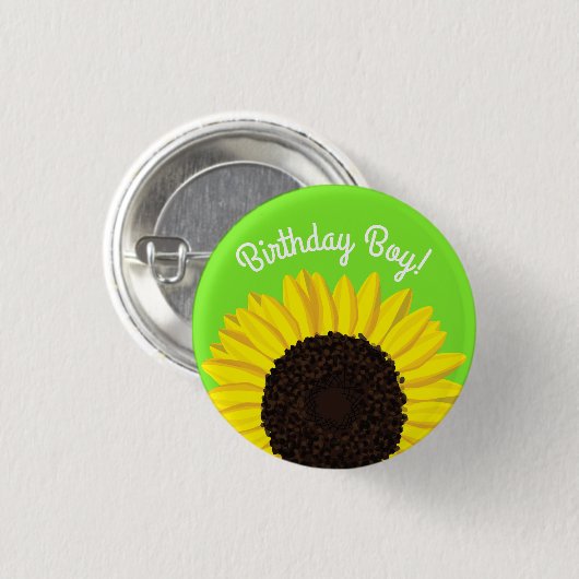 Zonnebloempje 1e verjaardag Button Pin (Voorkant /achterkant)