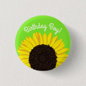 Zonnebloempje 1e verjaardag Button Pin (Voorkant)