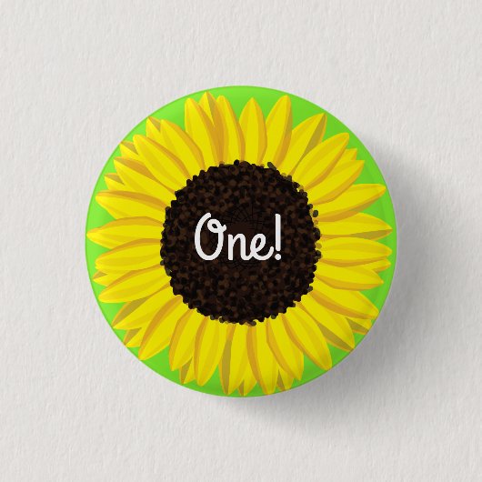 Zonnebloempje 1e verjaardag Button Pin (Voorkant)