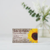  zonnebloempjes met visitekaartjes (Staand voorkant)