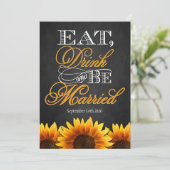 Zonnebloempjes rond het zwarte Chalkboard Kaart (Staand voorkant)