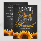 Zonnebloempjes rond het zwarte Chalkboard Kaart (Voorkant / Achterkant)