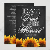 Zonnebloempjes rond het zwarte Chalkboard Kaart (Voorkant / Achterkant)