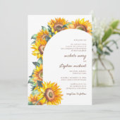 Zonnebloemplein Botanische White Summer Fall Wedde Kaart (Staand voorkant)
