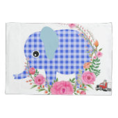 Zonnebloemploods Hoesje, Floral Blue Elephant Kussensloop (Achterkant)