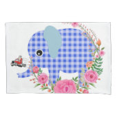 Zonnebloemploods Hoesje, Floral Blue Elephant Kussensloop (Voorkant)