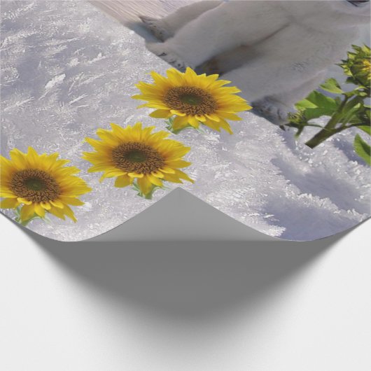 Zonnebloempolair Beer, matte, omlooppapier Cadeaupapier (Hoek)