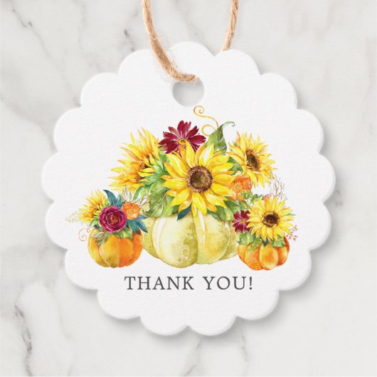 Zonnebloempompoen Dank je Baby shower Favor Bedankjes Labels (Voorkant)