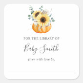 Zonnebloempompoenwisselaar Baby shower Vierkante Sticker (Voorkant)