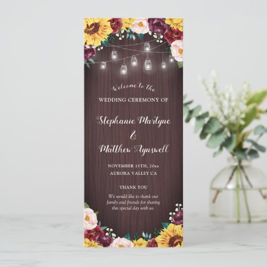 Zonnebloempotten Lights Wood Bourgondië Blush Brui Programmakaart (Staand voorkant)