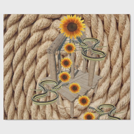 Zonnebloempouw Slangen Matte Wrapping Papier (Vlak)