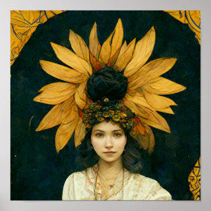 Zonnebloemprinses Slava Poster