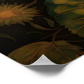 Zonnebloemprint, botanische dark academia poster (Hoek)