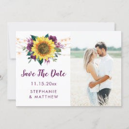 Zonnebloempruim Paarse lichten foto Save the Date