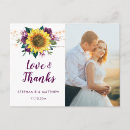 Zonnebloempruim Paarse Roos Lights Foto Dank u Briefkaart