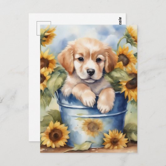 Zonnebloempup Briefkaart (Voorkant / Achterkant)