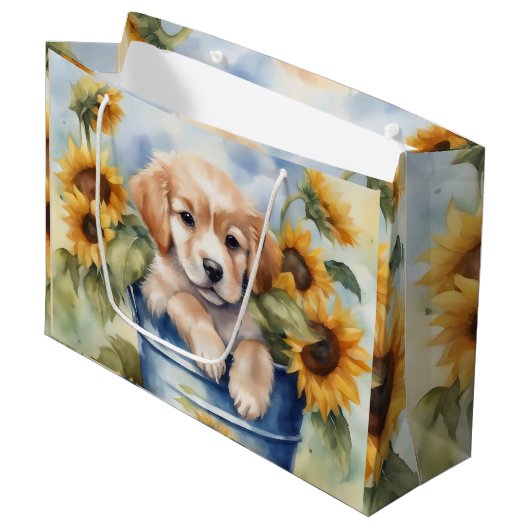 Zonnebloempup Groot Cadeauzakje (Voorkant Gekanteld)