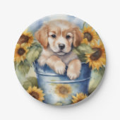 Zonnebloempup Papieren Bordje (Voorkant)