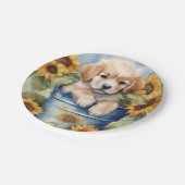 Zonnebloempup Papieren Bordje (Gekanteld)