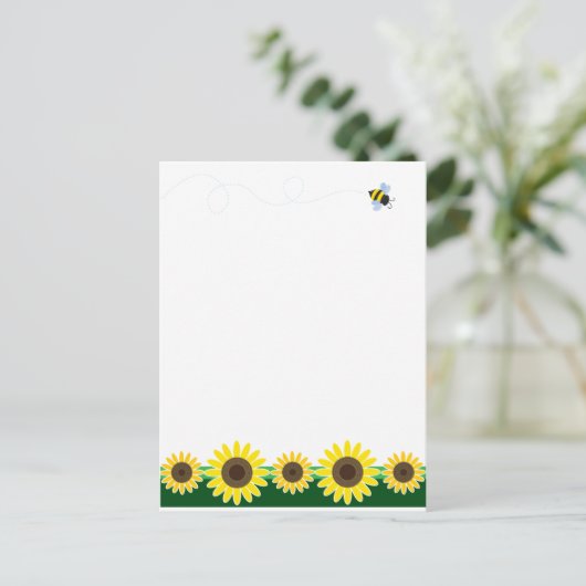 Zonnebloemrand Briefkaart (Staand voorkant)