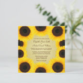 Zonnebloemrand bruiloft kaart (Staand voorkant)