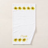 Zonnebloemrand in wit met naam bad handdoek (Handdoek)