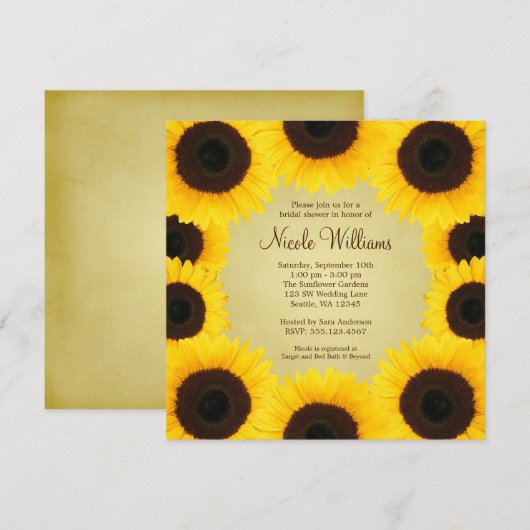 Zonnebloemrand Vrijgezellenfeest Kaart (Voorkant / Achterkant)