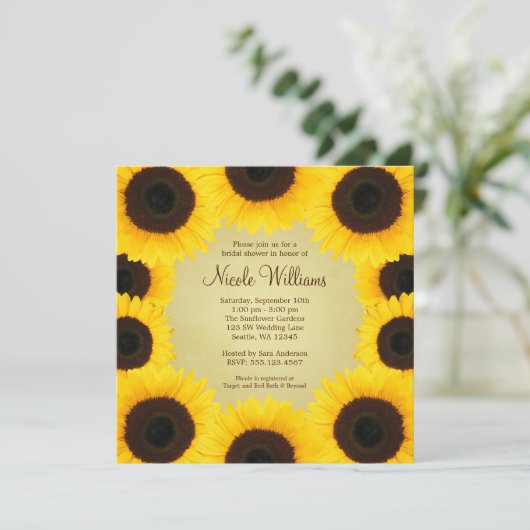 Zonnebloemrand Vrijgezellenfeest Kaart (Staand voorkant)