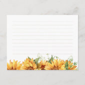 Zonnebloemrecept voor vrijgezellenfeest informatiekaartje (Achterkant)