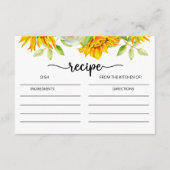 Zonnebloemrecept voor vrijgezellenfeest informatiekaartje (Voorkant)