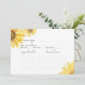 Zonnebloemrecept voor vrijgezellenfeest kaart (Staand voorkant)