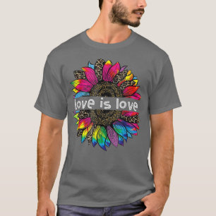 Zonnebloemregenboogliefde is liefde voor LGBT lesb T-shirt