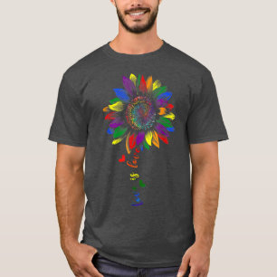 Zonnebloemregenboogliefde is liefde voor LGBT lesb T-shirt