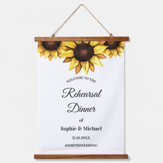 Zonnebloemrepetitie Welkomstwoord Hangend Wandkleed (Voorkant)
