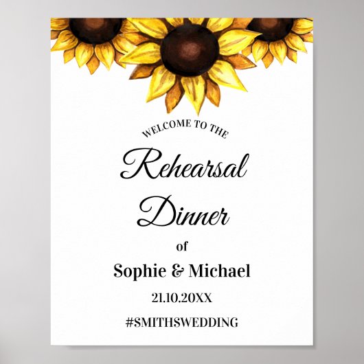 Zonnebloemrepetitie Wit geel Poster (Voorkant)