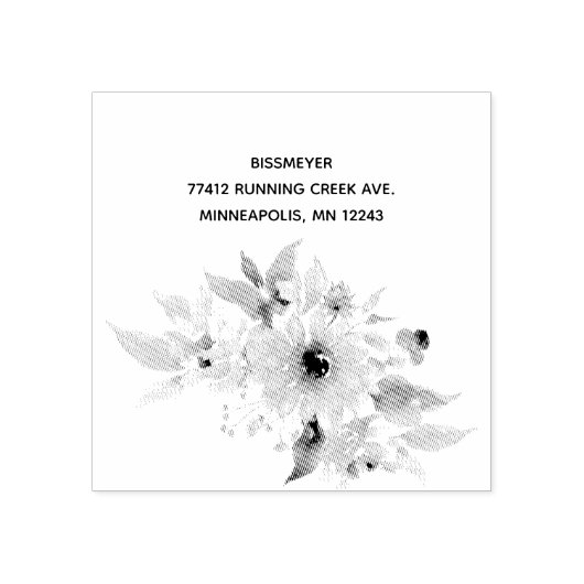 Zonnebloemretour Adres Rubber Stempel (Afrduk)