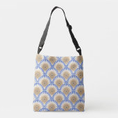 Zonnebloemretro - blauw en bruin crossbody tas (Achterkant)
