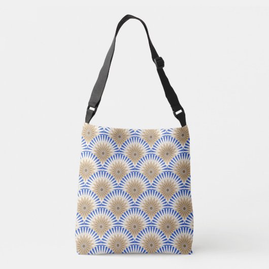 Zonnebloemretro - blauw en bruin crossbody tas (Achterkant)