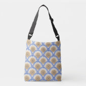 Zonnebloemretro - blauw en bruin crossbody tas (Voorkant)