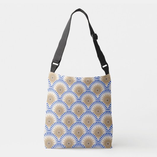 Zonnebloemretro - blauw en bruin crossbody tas (Voorkant)