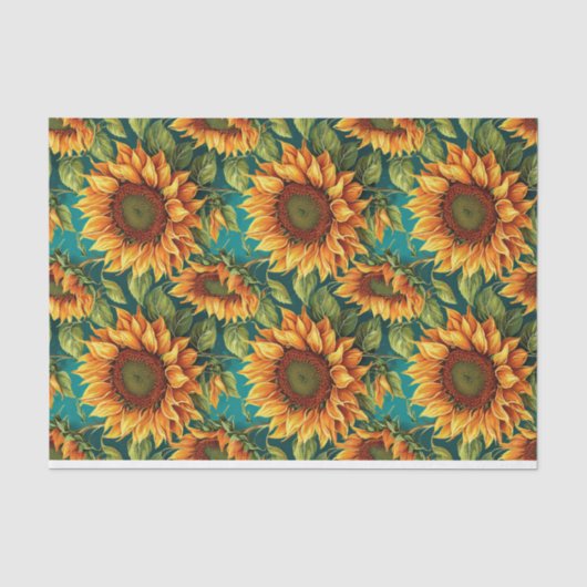 Zonnebloemreuzen met Turquoise Tissuepapier (Voorkant)