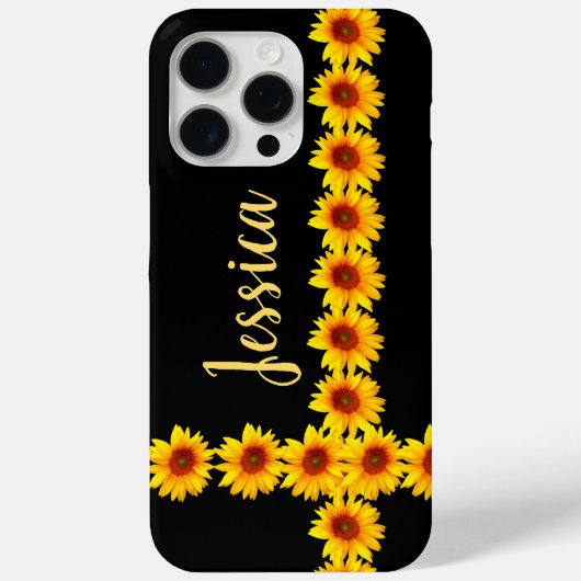 Zonnebloemrijen, gepersonaliseerd Case-Mate iPhone case (Achterkant)