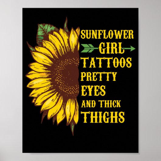 Zonnebloemrijke Tattoos  ogen dikke dijen Poster (Voorkant)
