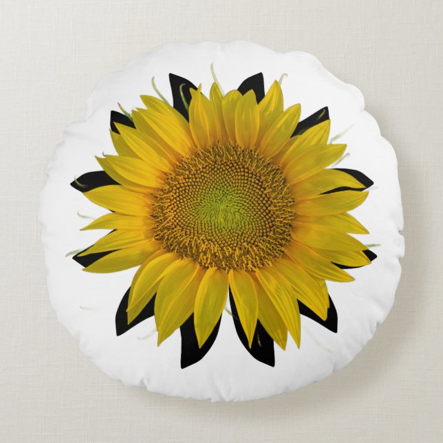 Zonnebloemrondloods Rond Kussen (Voorkant)