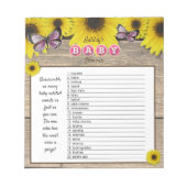 Zonnebloemroze Baby shower Word Scramble Game Notitieblok (Voorkant)